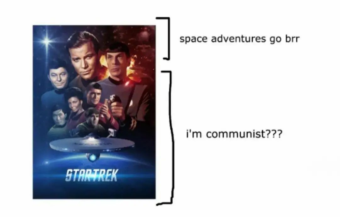 This meme is a humorous take on the classic Star Trek franchise, specifically the original series. The image features a screenshot from the show's opening credits, with the iconic theme song and the words "Space... The Final Frontier...". However, the text overlayed on top of the image reads "Space... The Final Frontier... in space... the final frontier... in space... the final frontier...".